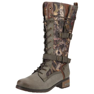 Schnürstiefel MUSTANG SHOES "Mustang Shoes Stiefel Lederimitat", Damen, Gr. 37, Lederimitat, mud, Schuhe Schnürstiefel