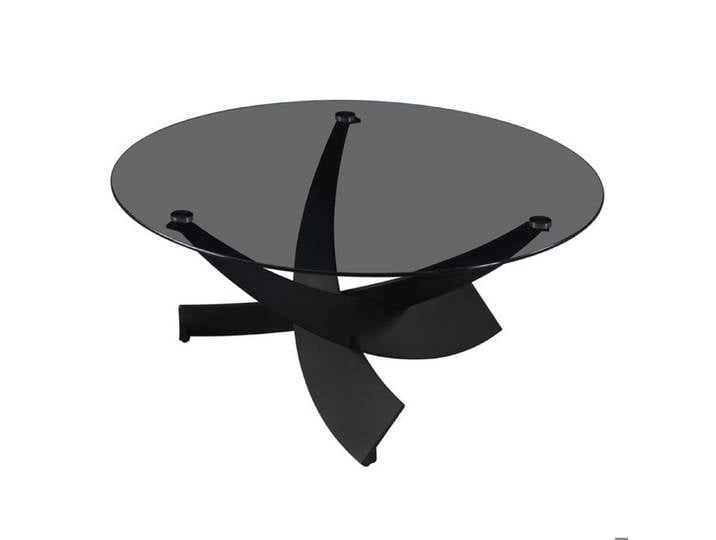 WESTON - Table basse en verre teinté pieds croisés noir