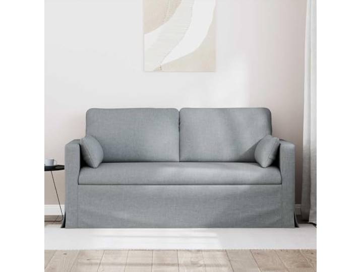 KTHLBRH Sofa hellgrau 158 cm Stoff Metallrahmen, Armlehnen aus Holz, modular, Schaumstoff und Faser, Beine aus Kunststoff