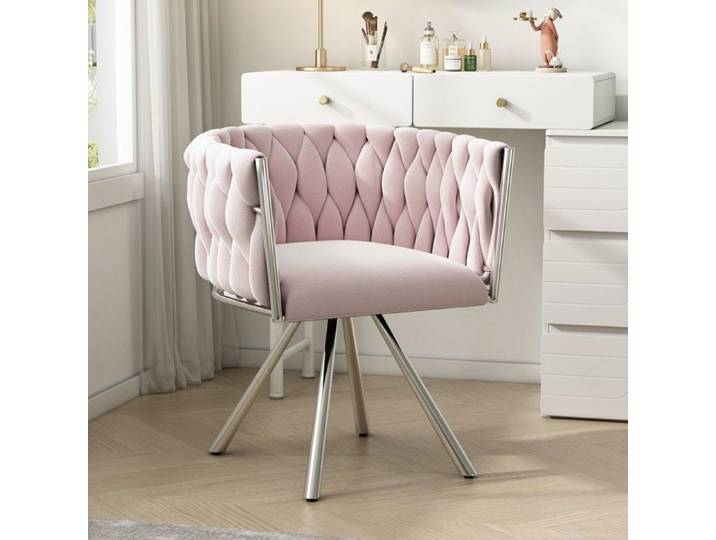 Abrihome Chaise de Salle à Manger Pivotantes en Velours avec quatre Pieds en Métal Argenté Rose
