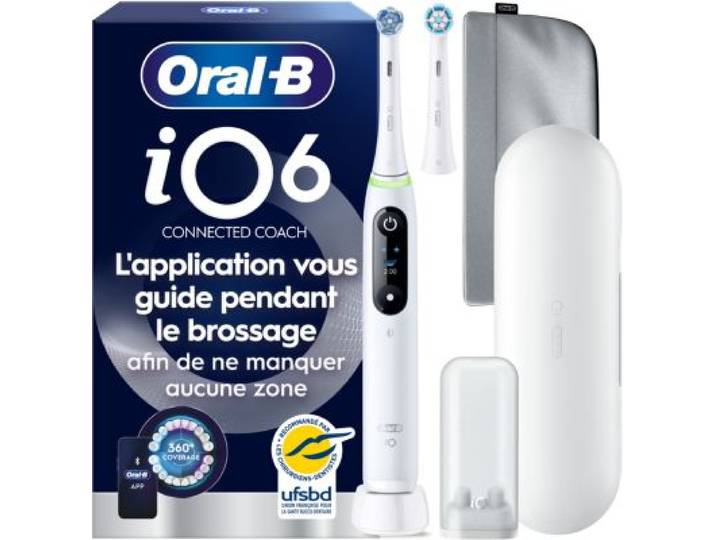 Oral-B - Brosse À Dents Électrique Io6 Series White Luxe Edition