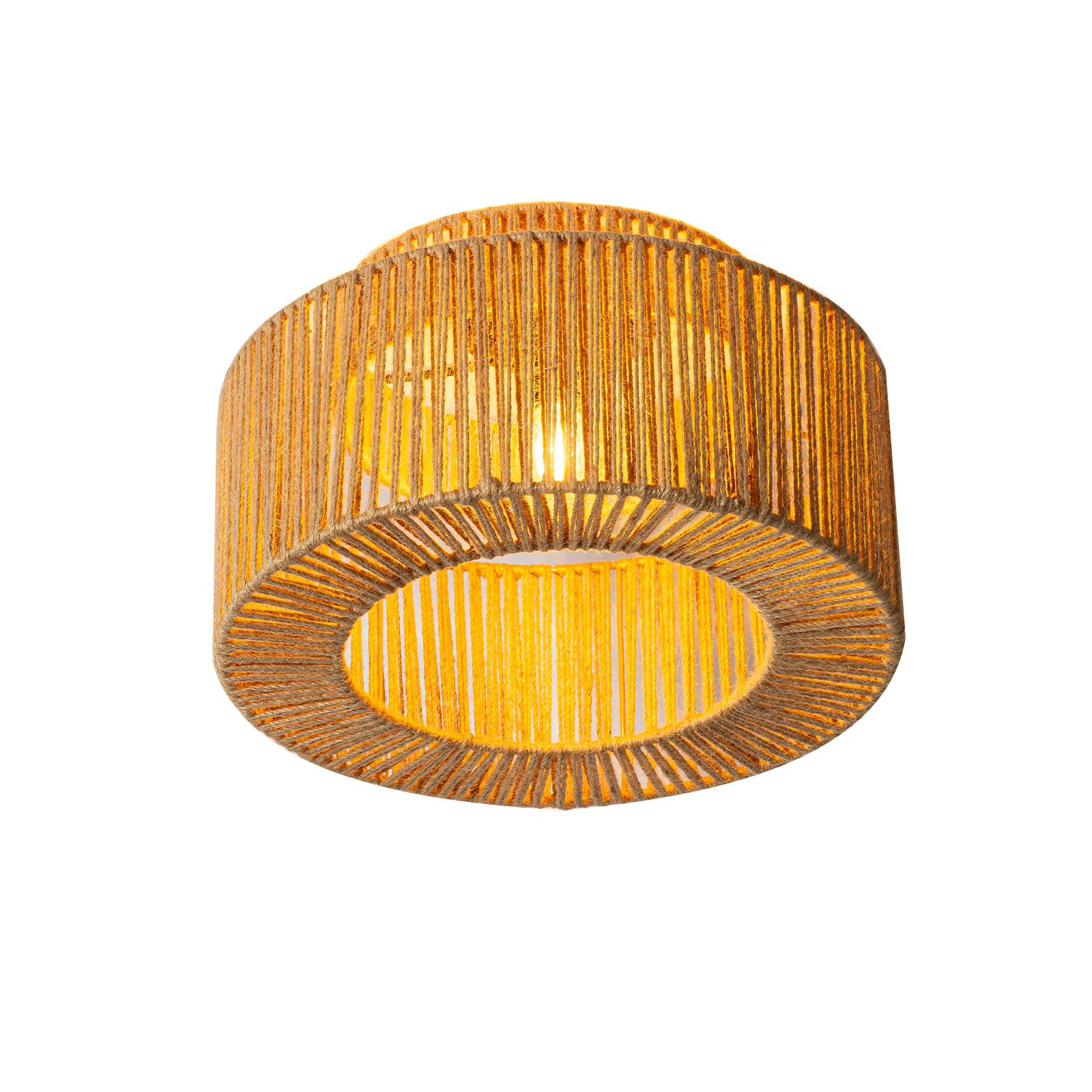 Alpinaluz Plafondlamp van natuurlijk jutestruik, handgemaakt cilindervormig ontwerp in rustieke boheemse stijl, Ø40 cm