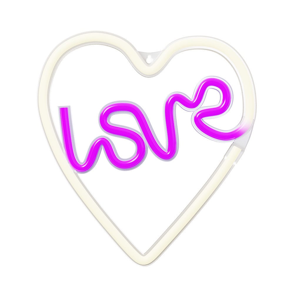 Neolia Neon LED Love Wandmuurlamp - Hartvormig Nachtlicht - Paars en Wit
