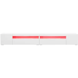 Moderner TV-Schrank 240x35x38 mit variabler LED-Beleuchtung in Weiß, stilvoller Stauraum für Wohnzimmer