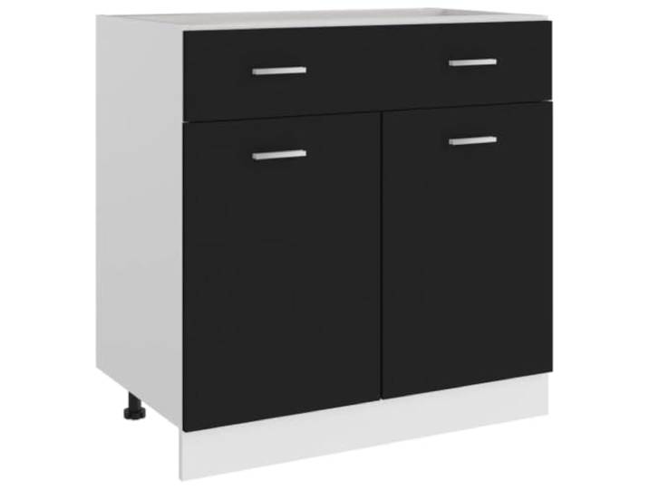 Helloshop26 Schubladenschrank, modernes Design, Badezimmer, 80 x 46 x 81,5 cm, Holz, schwarz, 02_0047667