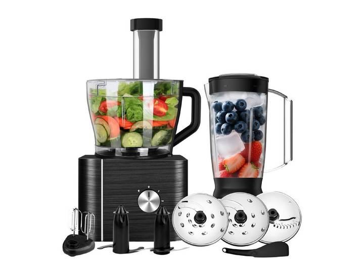 SNDOAS Küchenmaschine, 1100 W, 3,2 l Schüssel, mit Hacken, Schneiden, Kneten, Entsaften, 3 Geschwindigkeiten