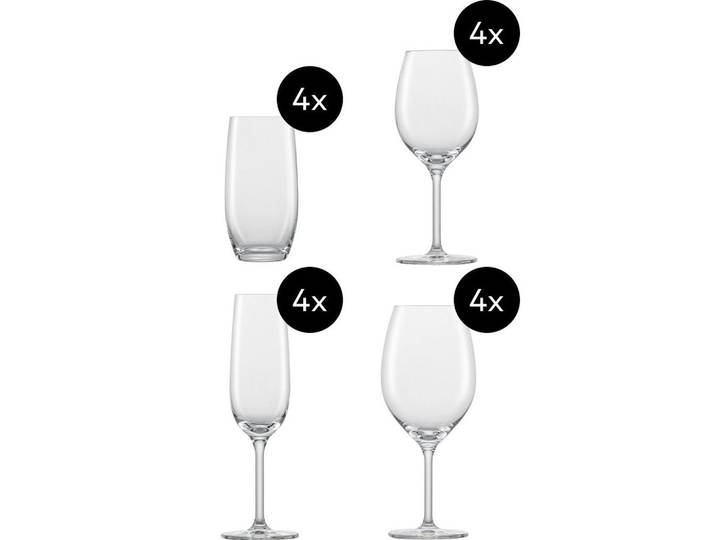 Schott Zwiesel Gläserset For You, Transparent, Glas, 16-teilig, Grüner Punkt, nachhaltig, Gläser, Gläsersets