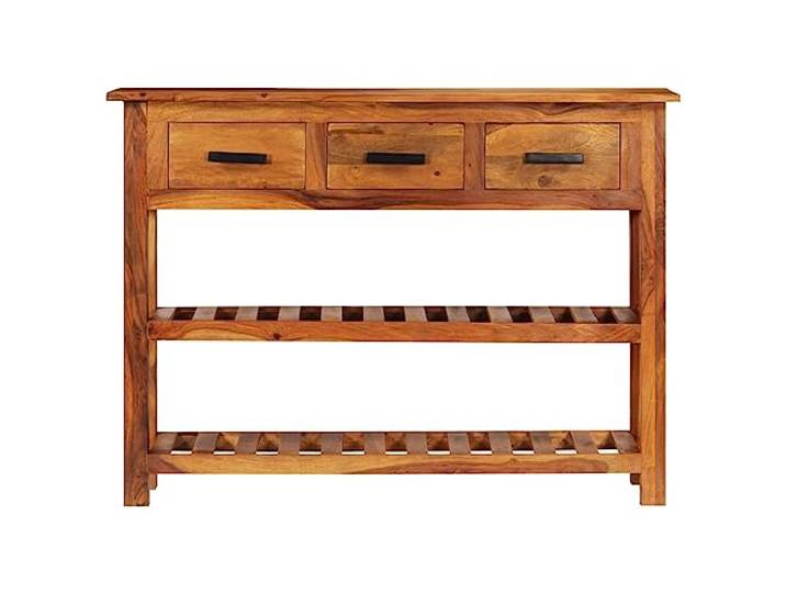 KGHFDVB Sideboard mit 3 Schubladen 110x30x80 cm Massivholz Akazie 2 Ablagen, Retro-Stil, Handwerkskunst, Wandbefestigung inklusive, Wohnzimmer