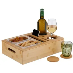 Relaxdays Couchbar aus Bambus Hellbraun,Transparent