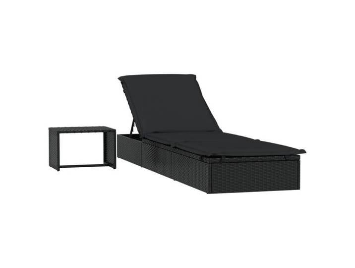（SOLDES SEPT)Transat 1 pc avec - table noir résine tressée - Bain de Soleil transat géométrique d'extérieur &5557880