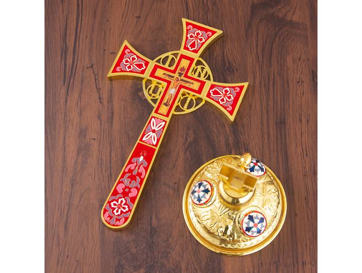 HTISOK – croix d'autel orthodoxe de Style byzantin, Crucifix de jésus debout en émail plaqué or pour décoration d'église, croix orthodoxe