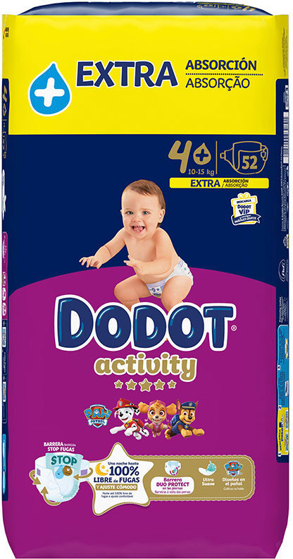 Dodot Activity Extra talla 4 pañales 10-15 kg 52 u