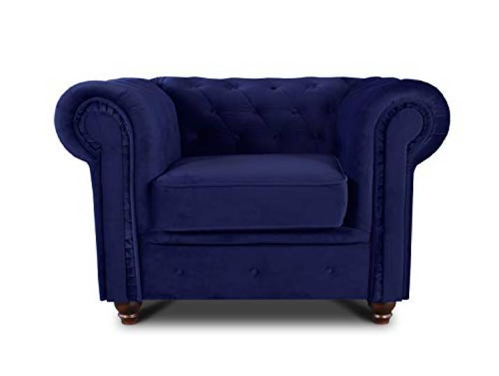 Sofnet - Sessel Chesterfield Asti (Dunkelblau, Velvet 86) Couchsessel, Loungesessel, Glamour Design, Holzfüße, bequeme Polsterung, stilvoll für Wohnzimmer
