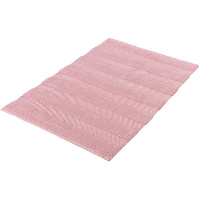 Badematte KLEINE WOLKE "Tikka, Badvorleger, Badezimmer Teppich", rosa (nelke), H:5mm, Baumwolle, Badematten, Badematte, Badteppich, Uni-Farben, gestreift, Hoch-Tief Effekt, reine Baumwolle