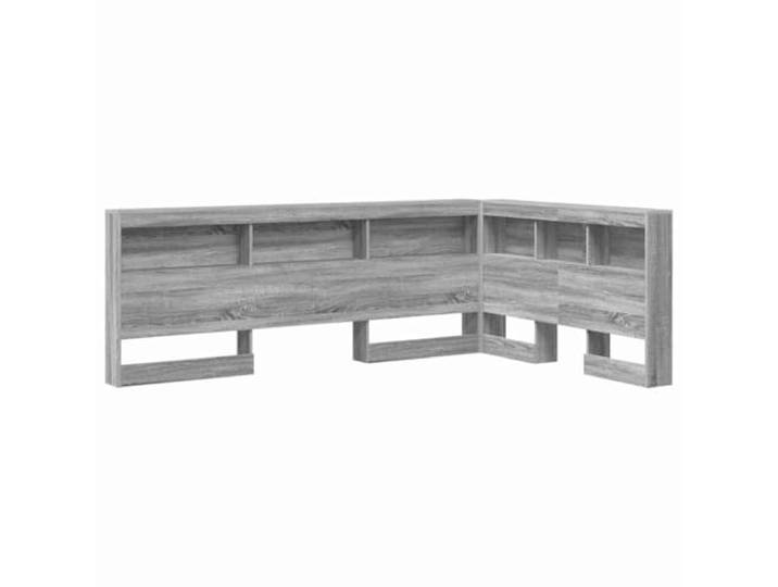 GHVBNMF Bett Kopfteil mit Ladestation Graues Sonoma 207,5x137,5x76,5 cm Praktisches L-Form Schlafzimmer Kopfteil aus Holzwerkstoff mit integrierten Regalböden für geordnete Nachtlektüre.