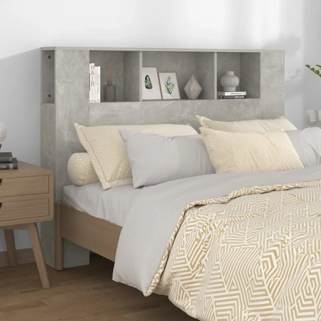 17 Stories Headboard Cabinet Engineered Wood Concrete Grey Double (4'6)