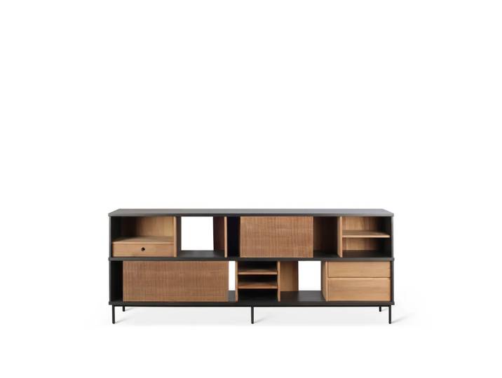 Ethnicraft Oscar Siteboard Teak 2-teilig Schiebetüren 3 Schubladen
