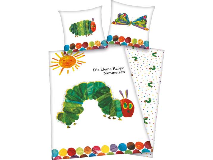Kinderbettwäsche Die kleine Raupe Nimmersatt , bunt, B/L: 135cm x 200cm, 1 Stk., 1 Stk., Renforcé, B/L: 80cm x 80cm, Renforcé, Obermaterial: 100% Baumwolle, DIE KLEINE RAUPE NIMMERSATT, Bettwäsche, Kinderbettwäsche, mit niedlichem Motiv