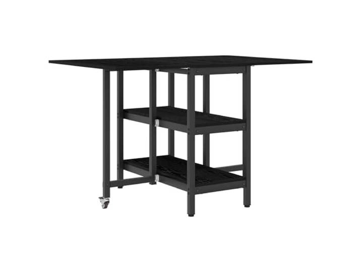 GHVBNMF Esstisch Klappbar 122x80x76,5 cm Holzwerkstoff Schwarze Eiche Flexibler Küchen- und Esszimmertisch mit 2 Ablagefächern, ausziehbarer Platte und platzsparender Mobilität für daheim.