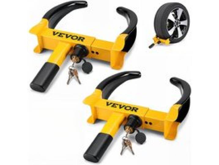 VEVOR Antivol Voiture Universel Lot de 2 Sabots de Roue Antivol Réglable 180-270 mm Bloque-Roue en Acier Antirouille avec 6 Clés et Revêtement en PVC Protection pour Véhicules Caravanes Camions SUV