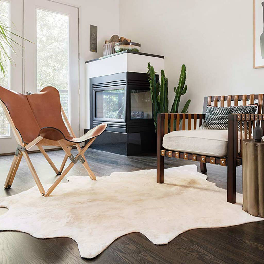 Union Rustic Bryan Cowhide 150cm X 170cm Area Rug Beige 150cm W X 170cm L