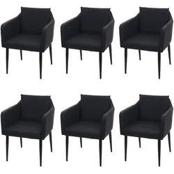 Mendler 6er-Set Esszimmerstuhl HWC-H93, Küchenstuhl Lehnstuhl Stuhl ~ Kunstleder schwarz