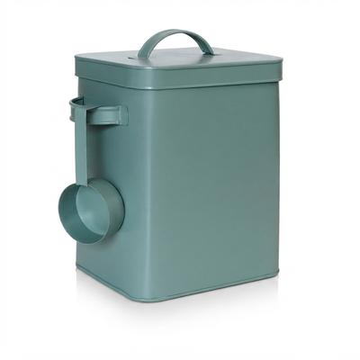 Relaxdays Metallbox, 6,5 L Aufbewahrungsbox mit Dosierhilfe, Tierfutter & Lebensmittel, luftdicht, Waschpulverdose, grün