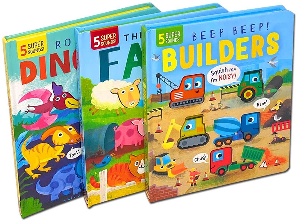 Little Tiger Press My First Touch and Feel Sound Book Collection 3 Book Set (Very Noisy Farm, Roar Roar Dinosaur, Beep Beep Builders)