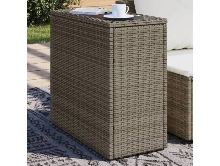 Maison Exclusive - Table d'appoint de jardin avec dessus en verre gris rotin