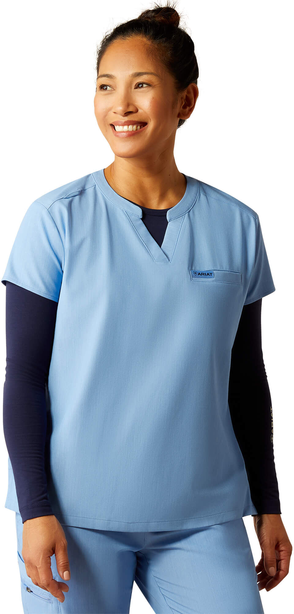 Women's Eliza Fashion Scrub Top in Light Blue Heather, Size: Small by Ariat