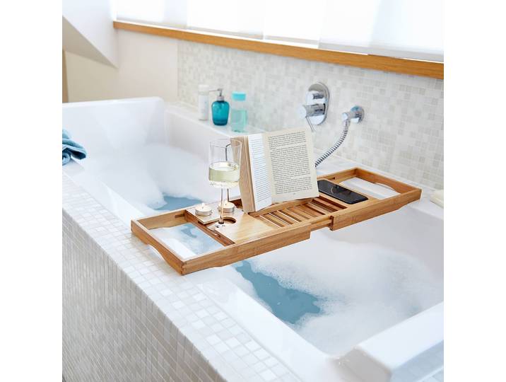 Badewannenablage Bambus / Edelstahl, poliert Braun/Braun 22 x 4 x 70cm