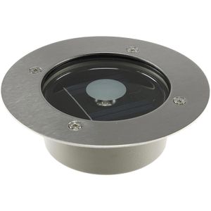 ChiliTec Wegeleuchte 20516, silber, mit Solar, Bodeneinbauleuchte, LED, IP44, mit Dämmerungssensor, Ø 4 cm