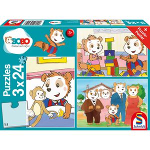 Schmidt-Spiele Puzzle 56414 Bobo Siebenschläfer, Freunde und Familie, ab 3 Jahre, 3x 24 Teile