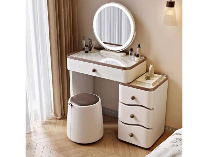 Frisiertisch-Set, integrierte Kommode Frisiertisch aus Massivholz mit Schubladen, ideal zur Aufbewahrung im Wohnzimmer(Single Drawer (24 in))