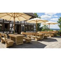 Baumstamm Tisch 170 cm - Rustikaler Gartentisch aus Fichte – robuster Holztisch für den Garten – traditioneller Terrassentisch