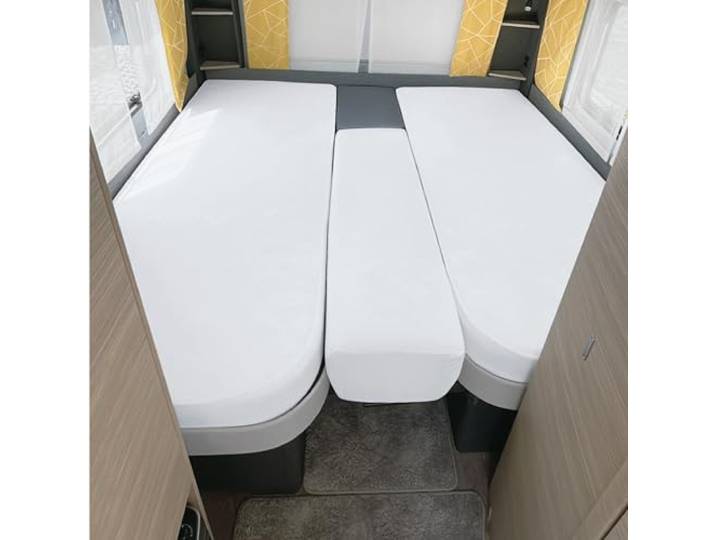Erwin Müller Matratzenschutz Altenburg 3-TLG. Set für Wohnmobil/Wohnwagen-Heckbett Frottee wasserdicht/Kochfest weiß Größe 70x190 cm - 85x210 cm (2X) + 35x130-50x145