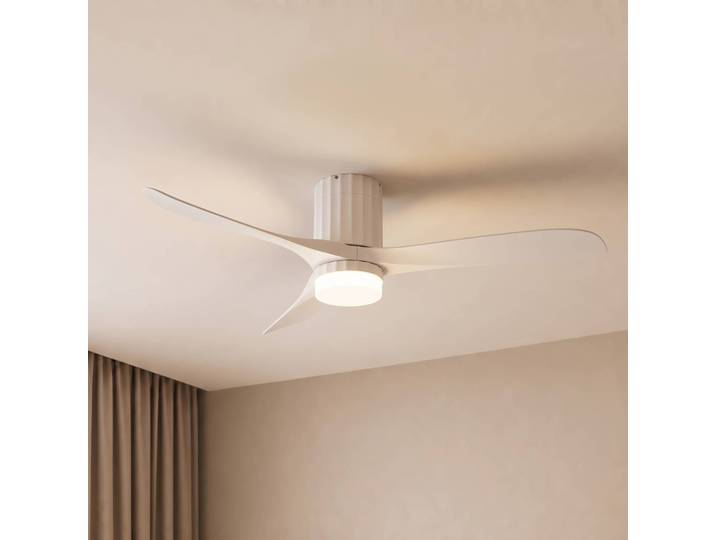 Lucande LED-Deckenventilator Novri, weiß, Ø 132 cm, CCT Novri, weiß / opal, für Wohn- / Esszimmer, Modern