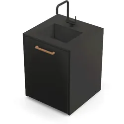 Brabura CT 60 Waschbeckenmodul - Schwarz / Anthrazit / Holzgriff