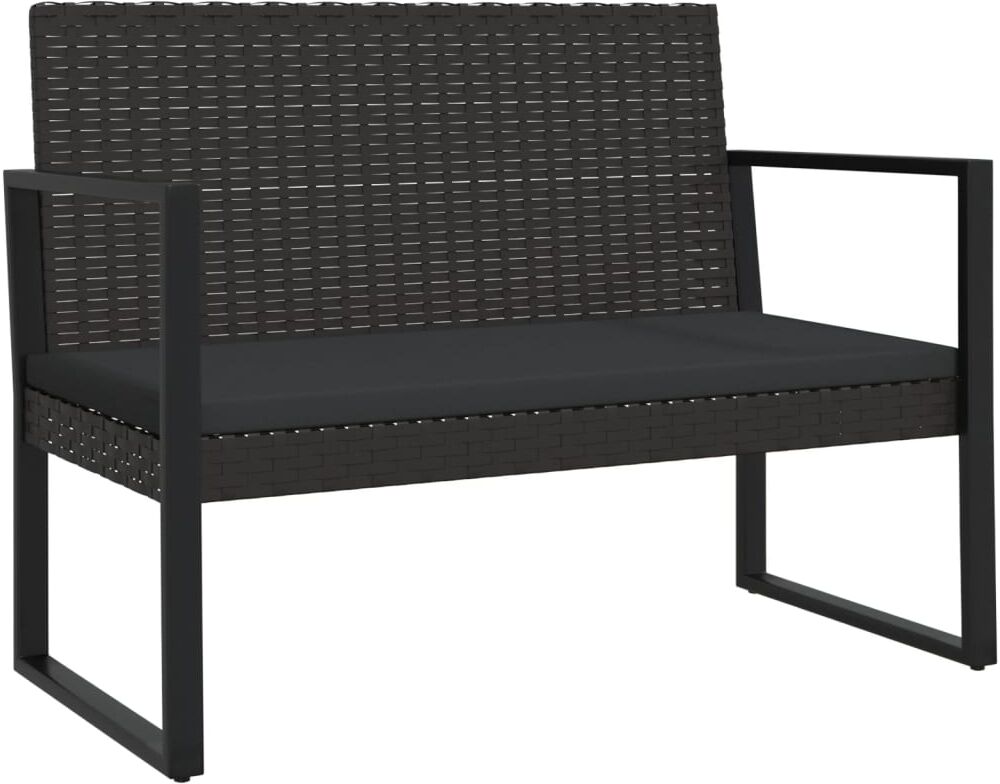 vidaXL Banc de jardin avec coussins noir 106 cm résine tressée