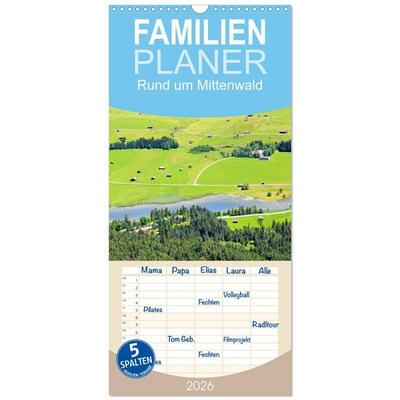 Familienplaner 2026 - Rund um Mittenwald mit 5 Spalten (Wandkalender, 21 x 45 cm) CALVENDO