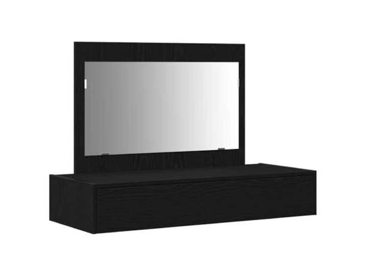 Xhnifbn Schminktisch Schwarz 100x40x70 cm Frisiertisch mit Spiegel Kompakter Frisiertisch fürs Schlafzimmer mit integriertem Flachspiegel und einer Schublade für Kosmetik.