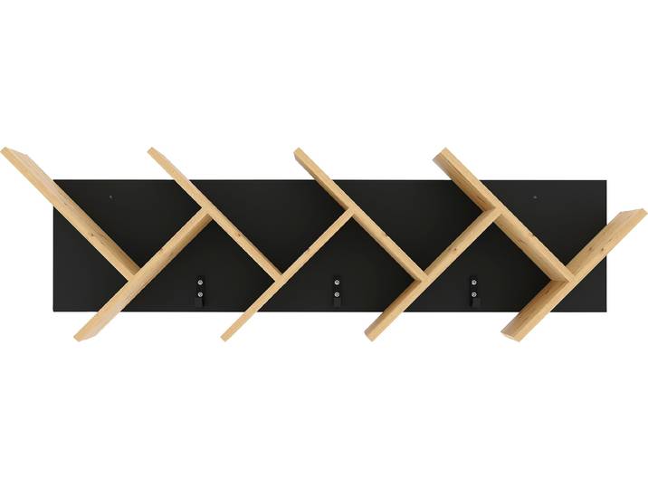 Wandregal FMD Büchen 2 , schwarz (schwarz, artisan), B:127,5cm H:38,5cm T:25,5cm, Holzwerkstoff, Regale, Wandregal, Wandregal/Hängeregal mit Aufbewahrungsmöglichkeit, Breite 127,5 cm