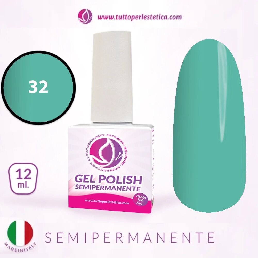 Tuttoperlestetica Semipermanente colore verde chiaro N 32 da 12 ML Hema e TPO Free