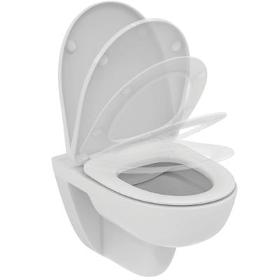 Ideal Standard i.life A WC-Set, Wandtiefspül-WC mit Absenkautomatik, Rundes Design, Alpin Weiß