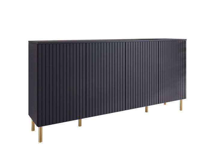 MOEBLINE Kommode 4-türige XELLO schwarz / golden