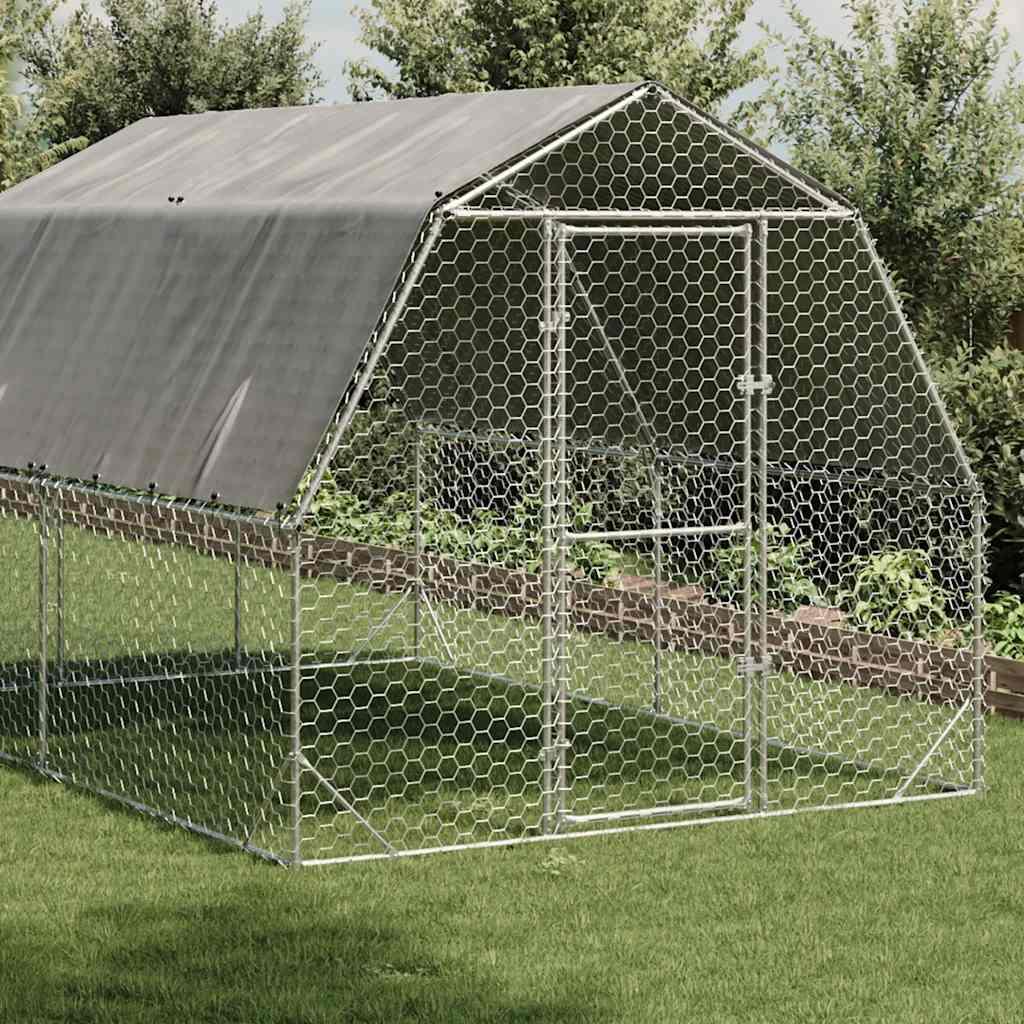 vidaXL Hühnerstall mit Dach 2,5x4x2,25 m Verzinkter Stahl