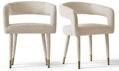 Housely Upholstered Open-Back Desk Office Chairs with Gold-Finish Legs(Set of 2)