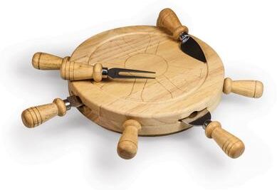 Picnic Time Mariner Lazy Susan Cheese Board & Tools Set