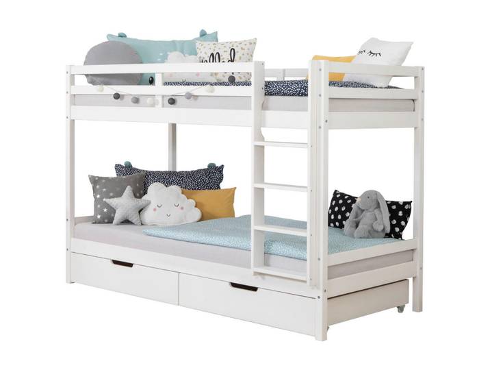 Livetastic Etagenbett, Weiss, Holz, Kiefer, massiv, 90x200 cm, für Rollrost geeignet, mit Schubkästen, Baby- und Kindermöbel, Kinderzimmer & Jugendzimmer, Kinderbetten, Etagenbett
