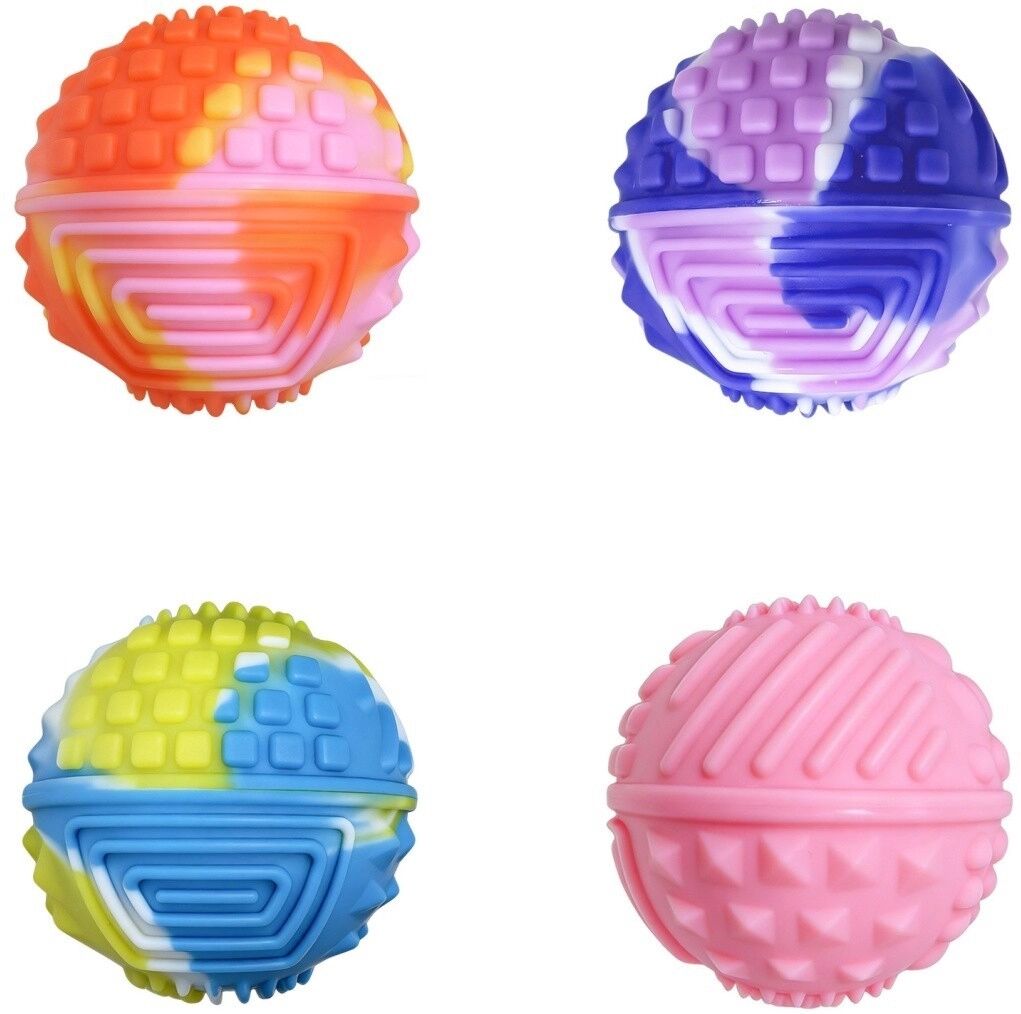 INF Silikon magnetische sensorische Bälle 4er-Set - 5.7cm weiche taktile Fidget-Würfel für Angst und Konzentration